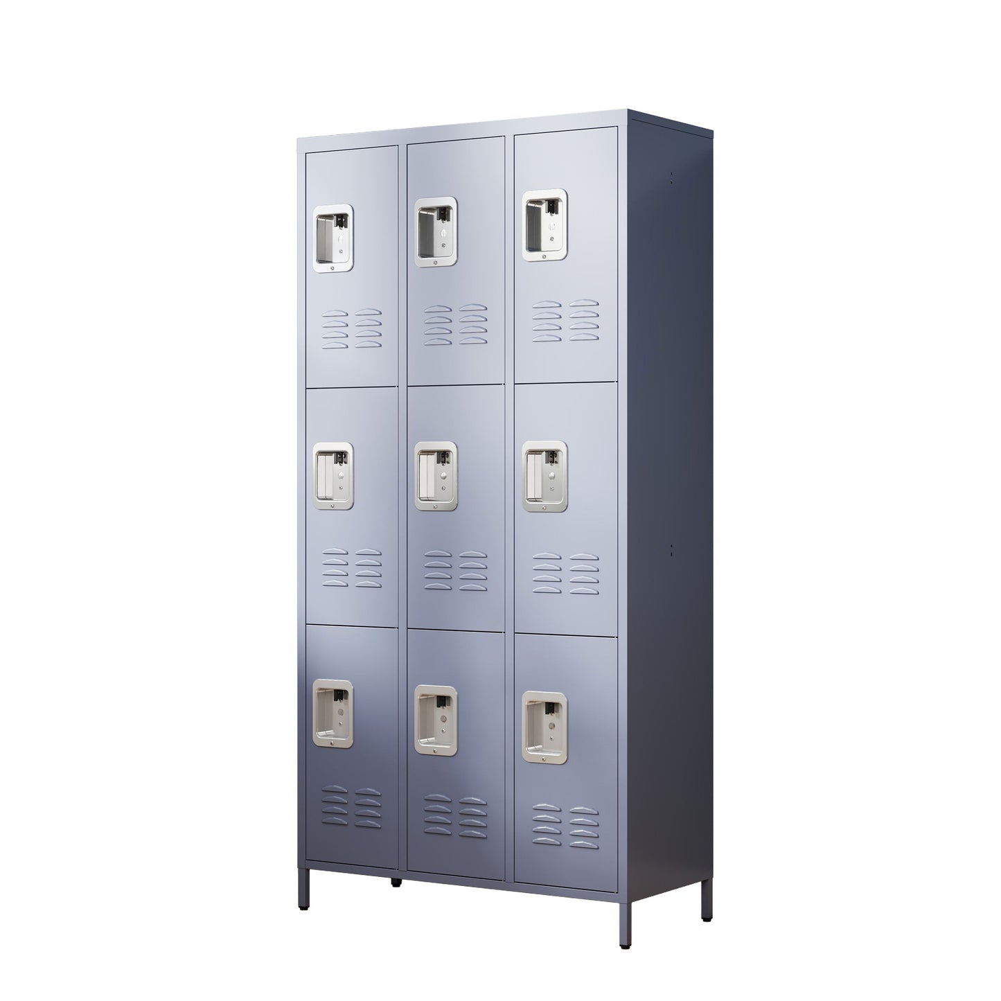 VIYET 72" Metal Storage Locker, 9 Door Lockable Employee Locker Cabinet, Freestanding Steel Locker for School, Office, Gym & Garage, Gray