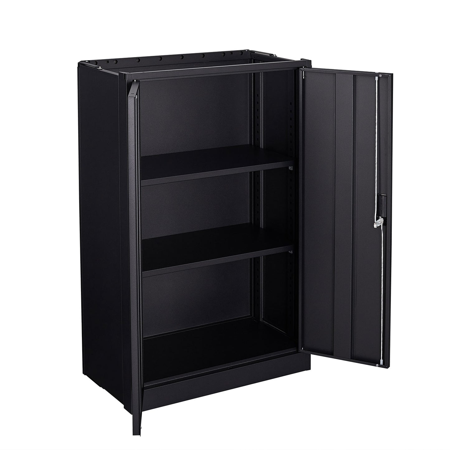 VIYET 41.97"H Metal Folding Storage Cabinet, Filing Cabinet w/ Locking Doors & Adjustable Shelf, Black