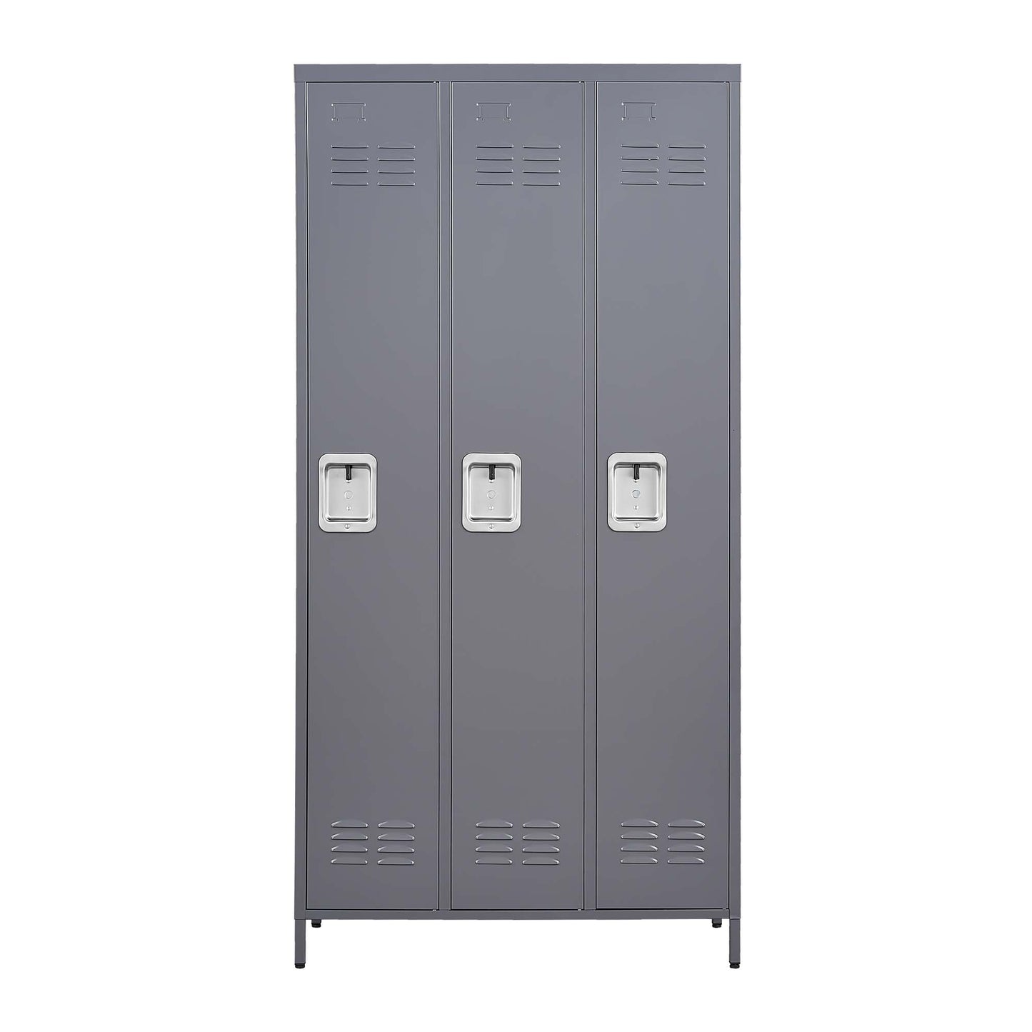 VIYET 72" 3-Door Metal Locker Cabinet, Gray Steel Storage w/ Independent Locks (Employee/Gym/Office/School Organizer)