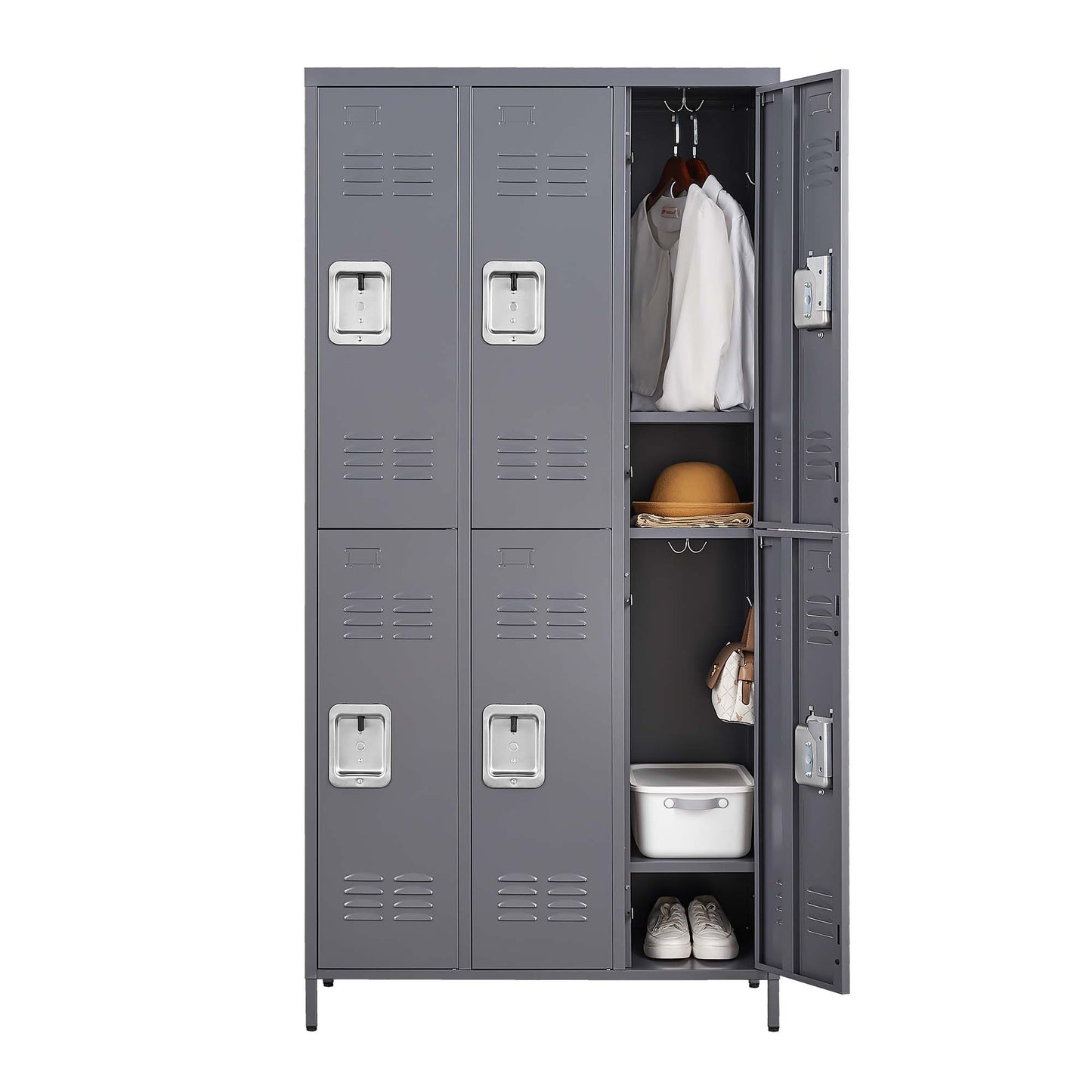 VIYET 72"H 6-Door Metal Locker Cabinet, Gray Steel Storage w/ Independent Locks (for Employee/Gym/Office/School)