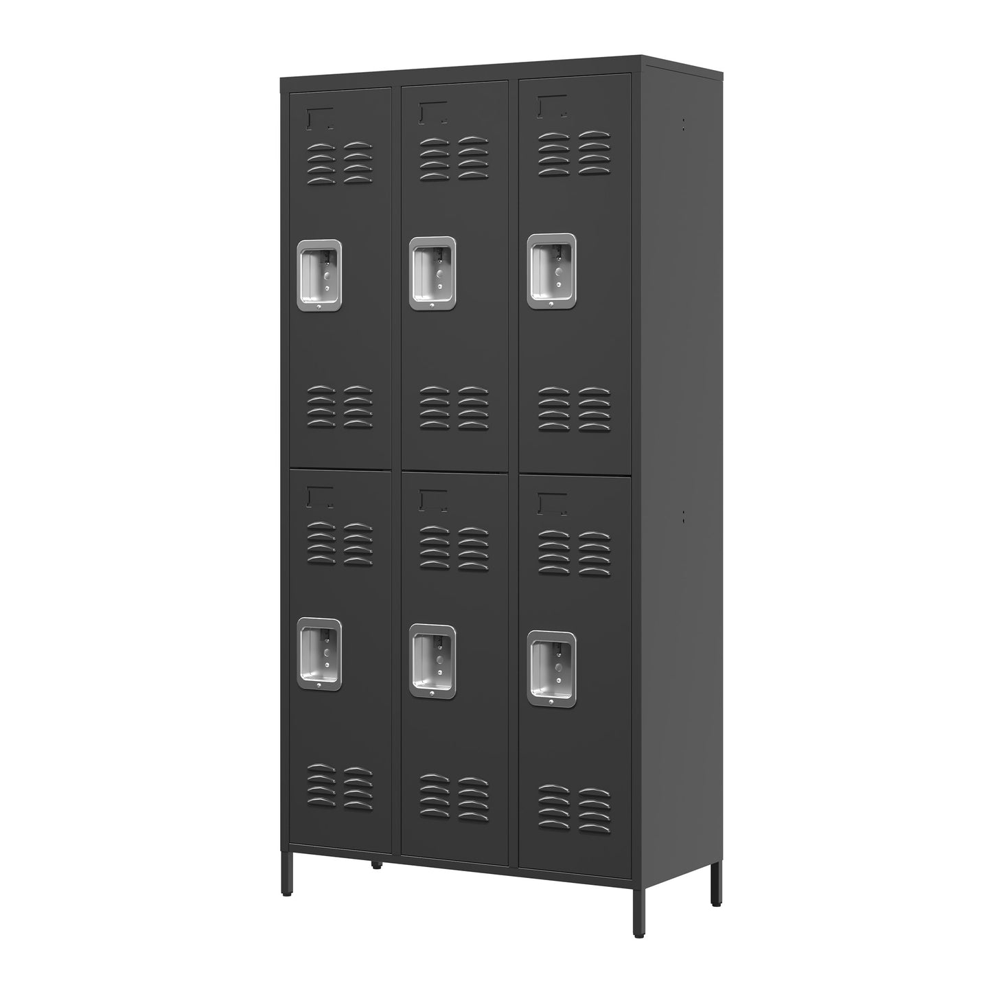 VIYET 72" 6 Door Metal Storage Locker Cabinet with Locks, Freestanding Employee Locker for Office, School, Gym, Garage & Home, Black