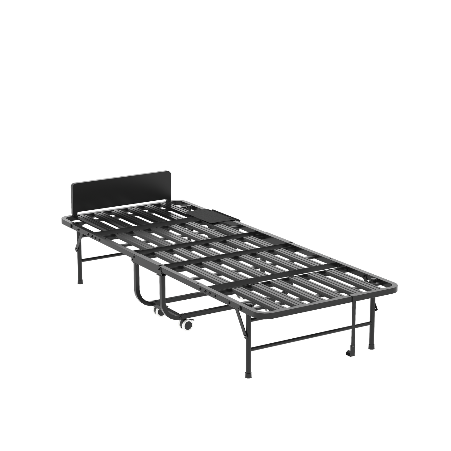 VIYET 75" Folding Rollaway Guest Bed with Adjustable Headboard, 5" Memory Foam Mattress, 450LBS Metal Frame Portable Twin Cot on Wheels
