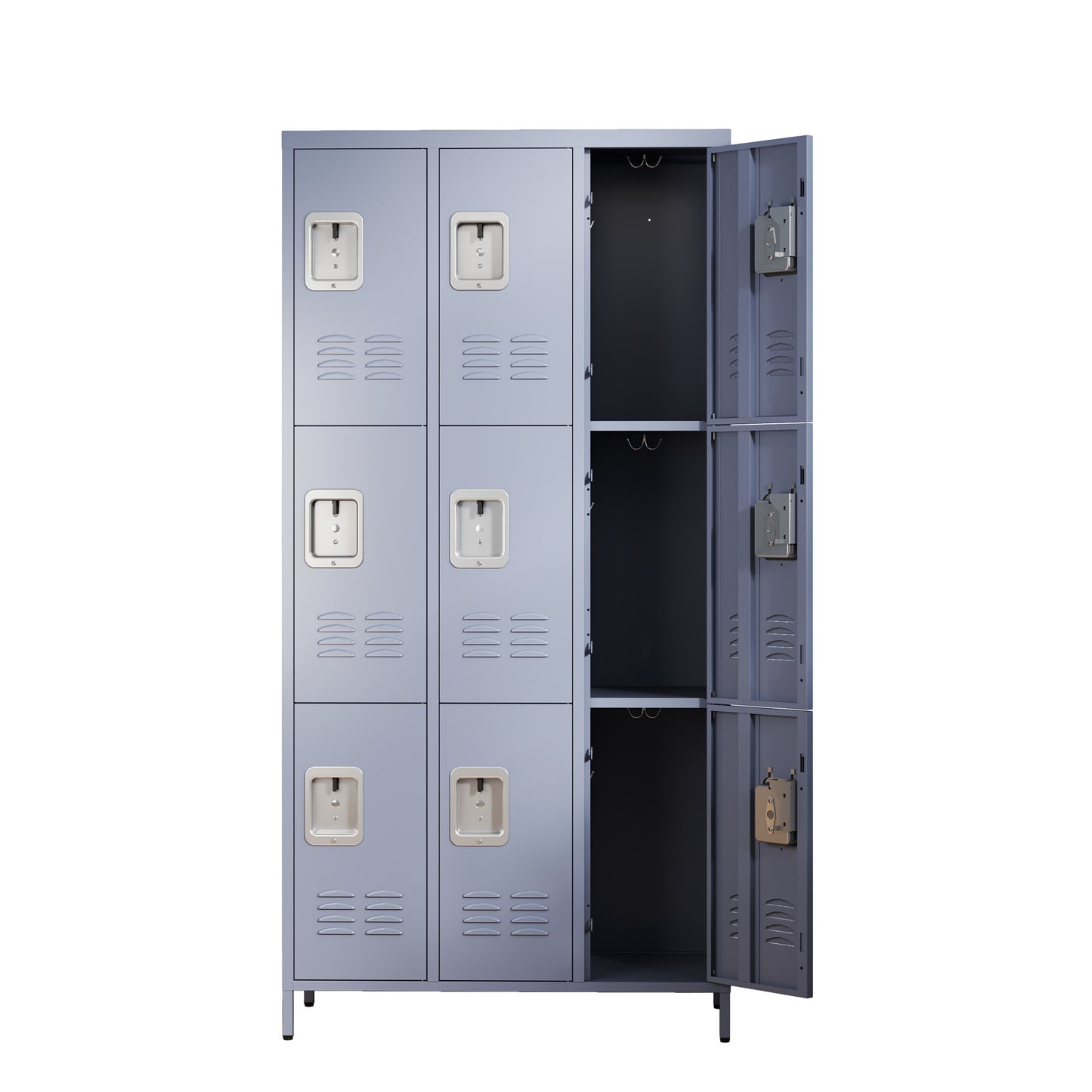 VIYET 72" Metal Storage Locker, 9 Door Lockable Employee Locker Cabinet, Freestanding Steel Locker for School, Office, Gym & Garage, Gray