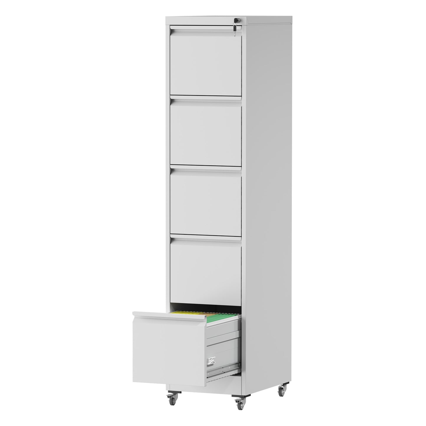 VIYET 64"H 5-Drawer White Metal Vertical File Cabinet with Lock&Wheels, Heavy-Duty Storage for Home Office, Fits A4/Letter/Legal (Assembly Required)