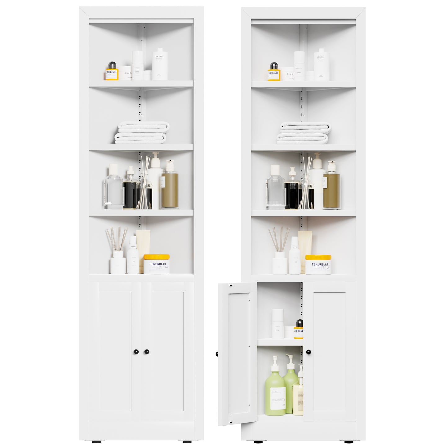VIYET 71" Tall Corner Storage Cabinet, 5-Tier Metal Corner Cabinet with Adjustable Shelves, Freestanding Space-Saving Organizer