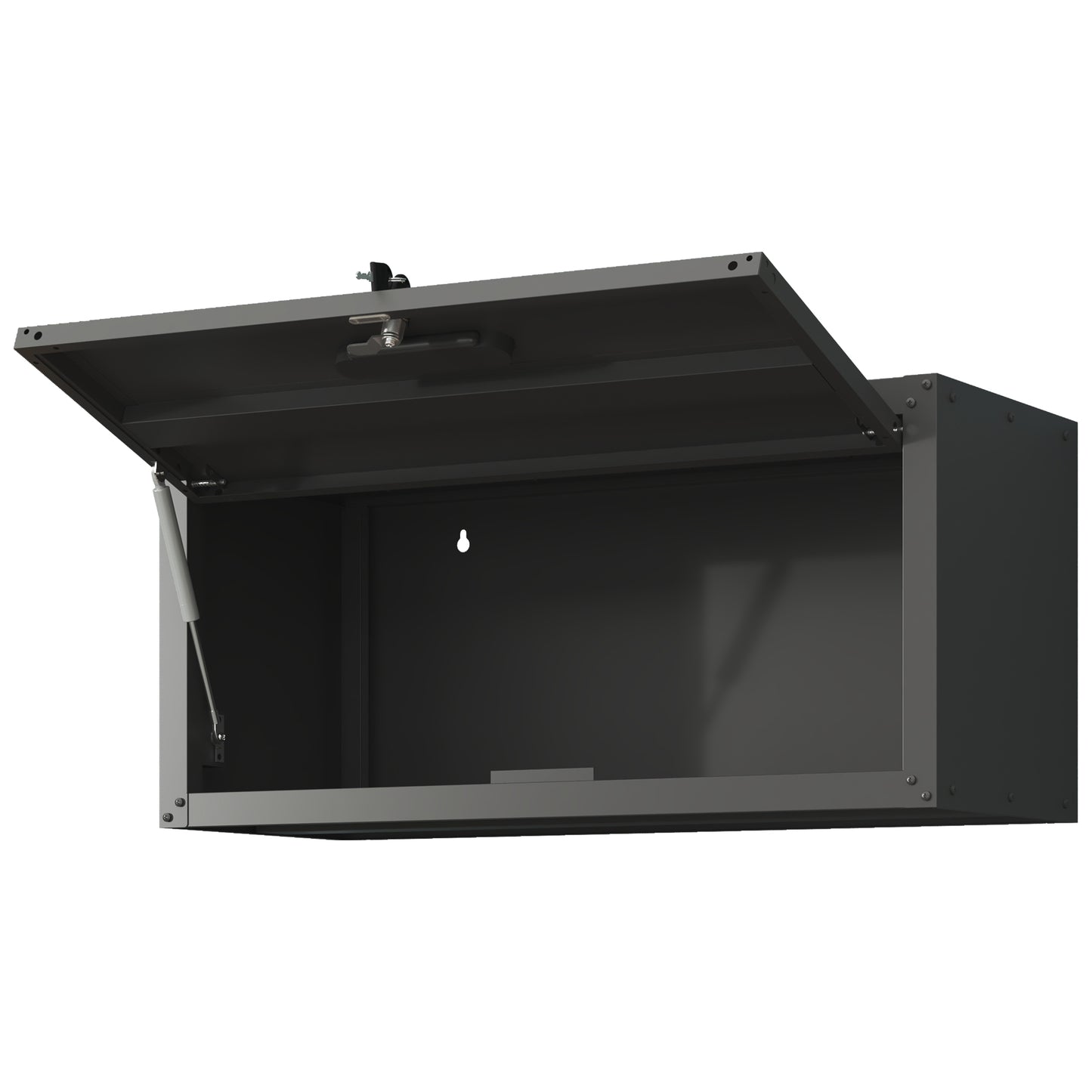 VIYET 13"H Heavy-Duty Wall-Mounted Metal Cabinet - Hydraulic Lift Door + Lock, Modern Black Storage for Garage/Workshop/Utility Room/Pantry