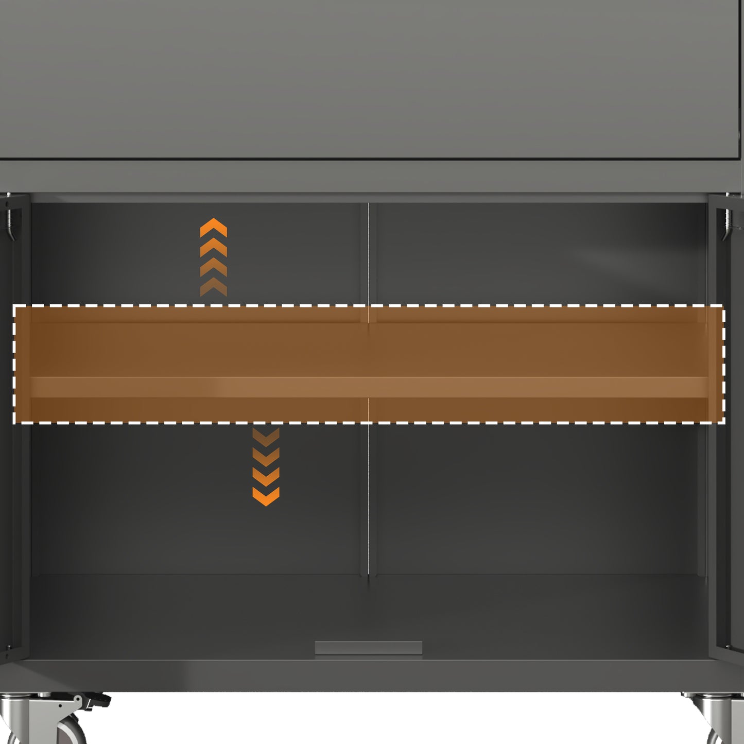 VIYET 35"H Heavy-Duty Steel Tool Cabinet with Wheels - 360° Lockable Casters & 3-Sided Top Fence, Mobile Storage for Garage/Home/Office/Workshop, Black+Gray