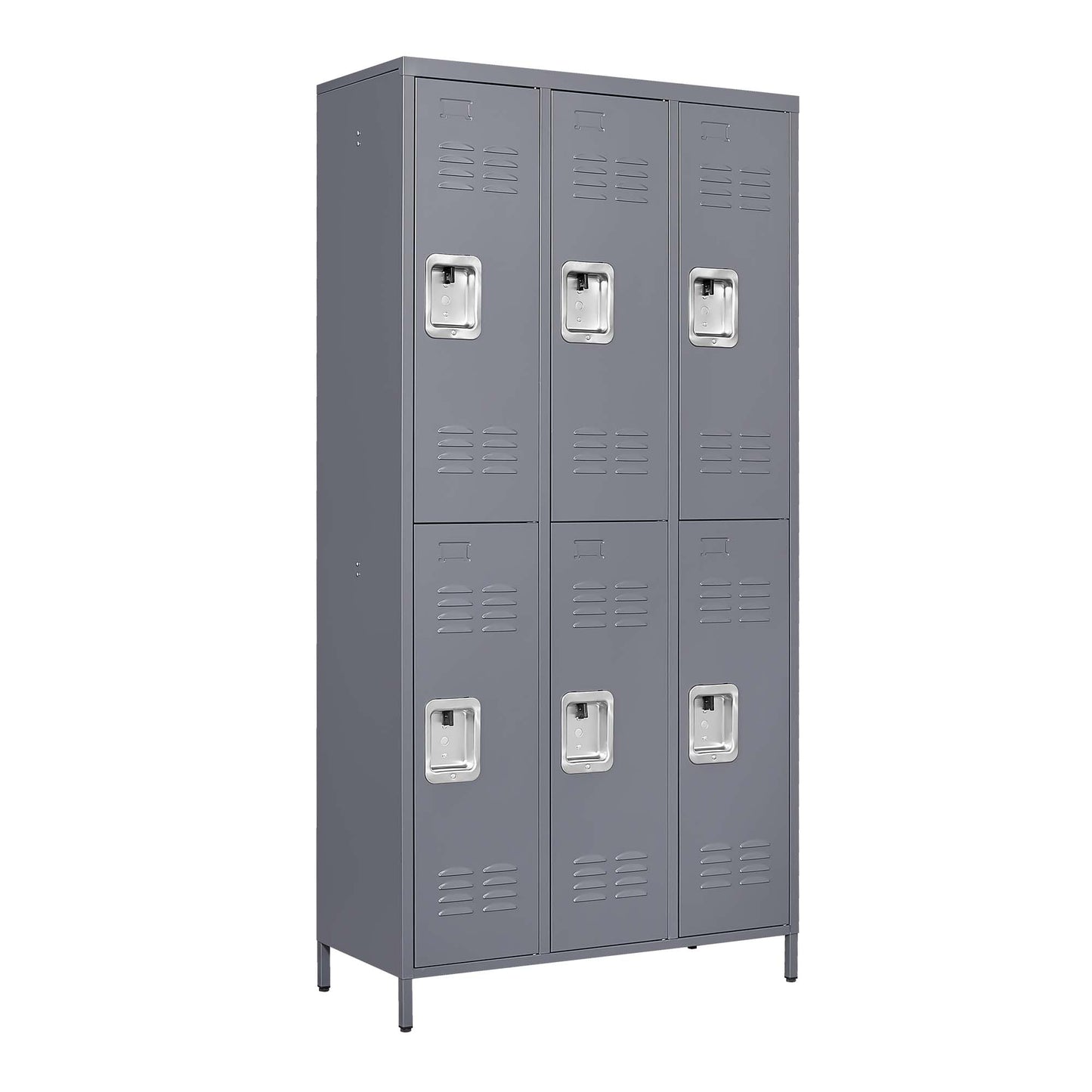 VIYET 72"H 6-Door Metal Locker Cabinet, Gray Steel Storage w/ Independent Locks (for Employee/Gym/Office/School)