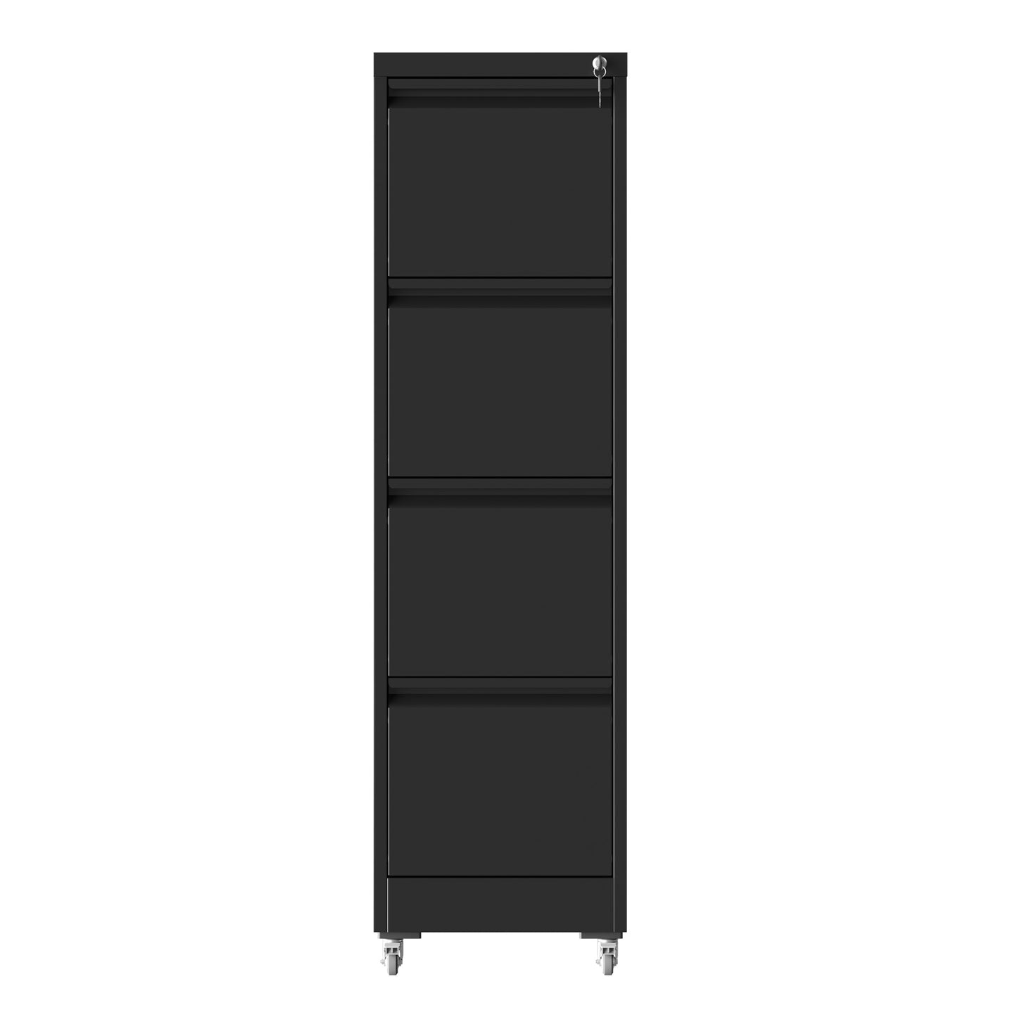 VIYET 52"H 4-Drawer Locking Vertical File Cabinet on Wheels, Black Heavy-Duty Metal Cabinet for Home/Office, Fits Legal/Letter