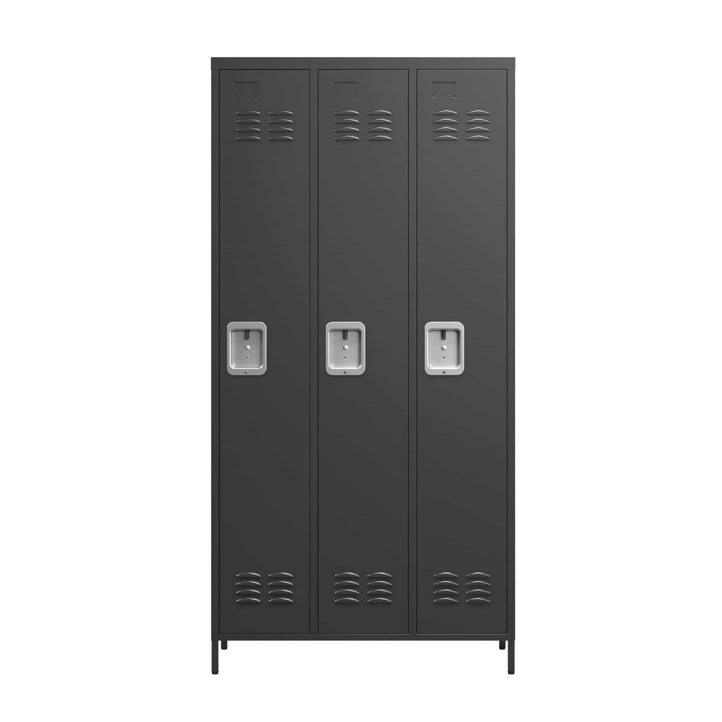 VIYET 72" 3 Door Metal Locker Storage Cabinet with Locks, Freestanding Employee Locker for Office, School, Gym, Garage & Home, Black
