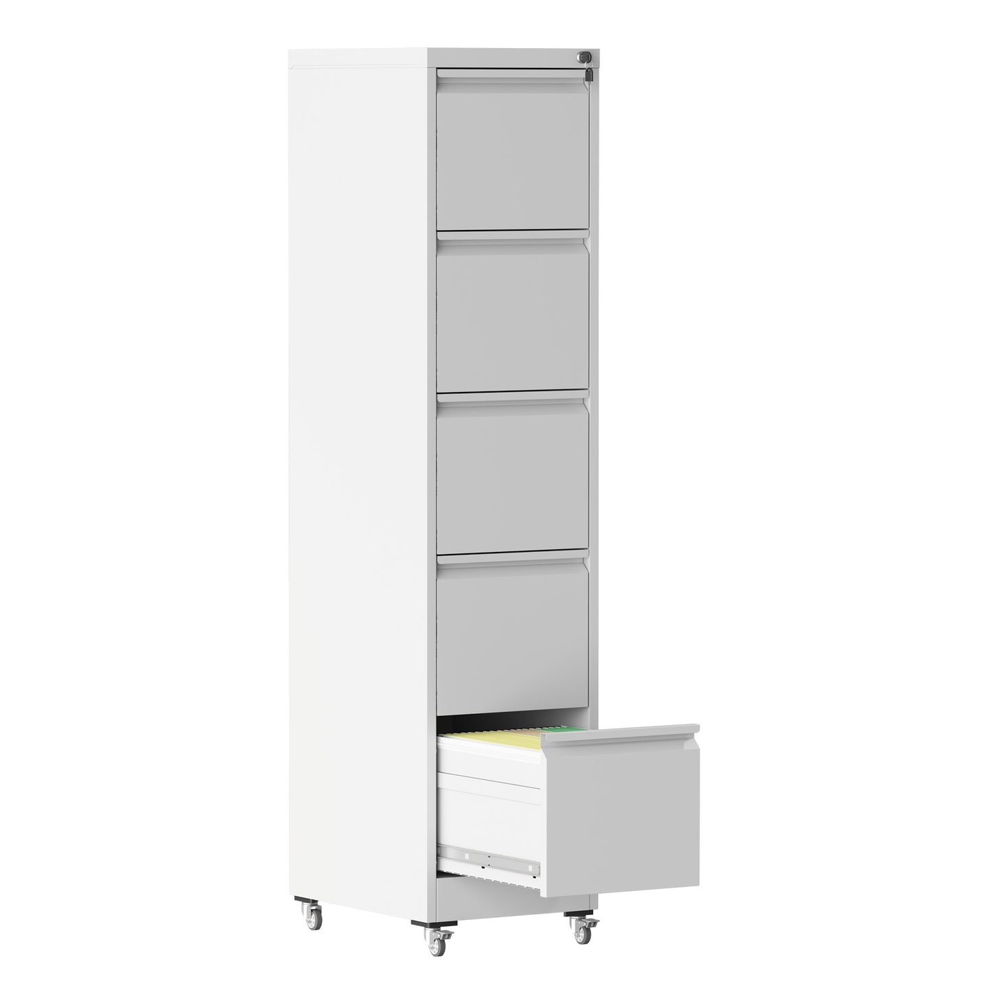 VIYET 64"H 5-Drawer Metal Vertical File Cabinet with Lock & Wheels,Heavy-Duty Storage for Home Office, Fits A4/Letter/Legal (Assembly Required)