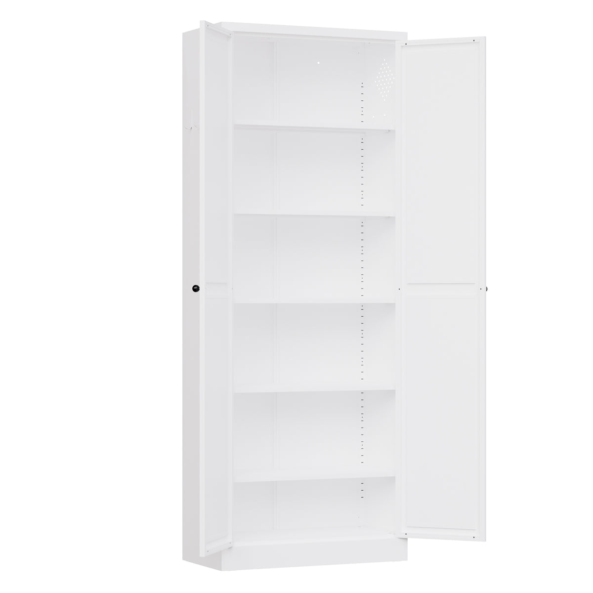 VIYET 72" Black Metal Pantry Cabinet with Doors, 5 Adjustable Shelves, Freestanding Kitchen Storage Cabinet for Pantry, Bathroom & Home
