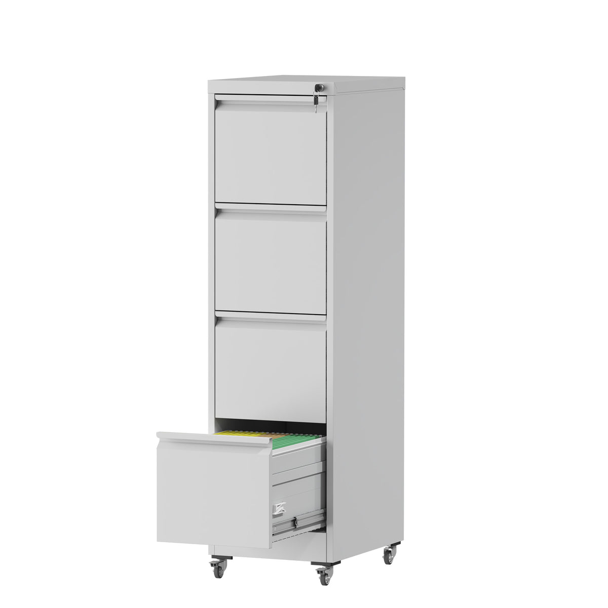 VIYET 4 Drawer Vertical File Cabinet, Metal Locking Filing Cabinet with Wheels, Legal & Letter File Storage, Anti-Tip Office Cabinet