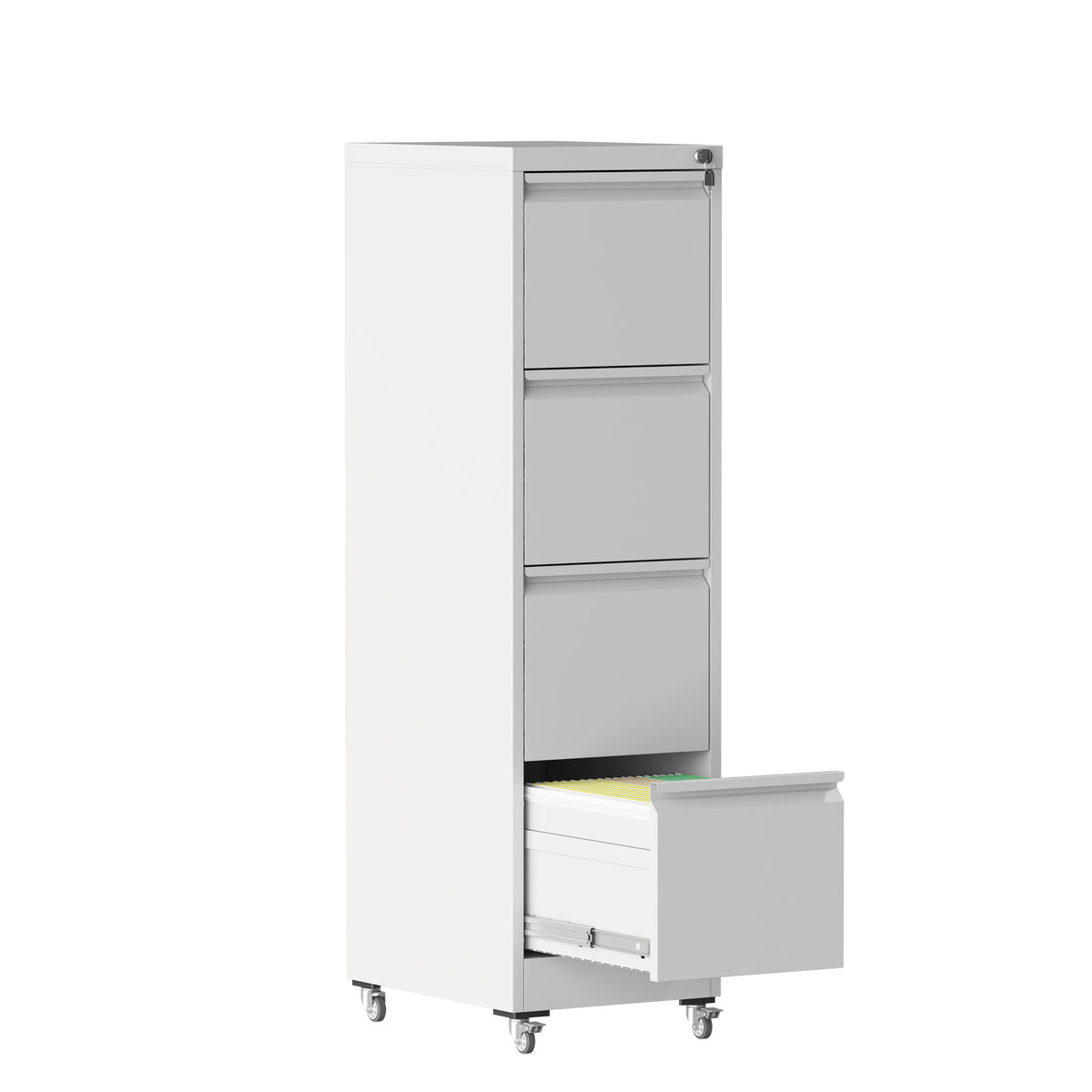 VIYET 4 Drawer Vertical File Cabinet, Metal Locking Filing Cabinet with Wheels, Legal & Letter File Storage, Anti-Tip Office Cabinet
