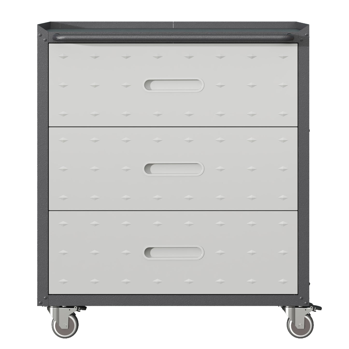 VIYET 35"H 3-Drawer Heavy-Duty Steel Storage Cabinet, Lockable Wheels,200LBS Capacity, Garage/Office/Home, Black+Gray