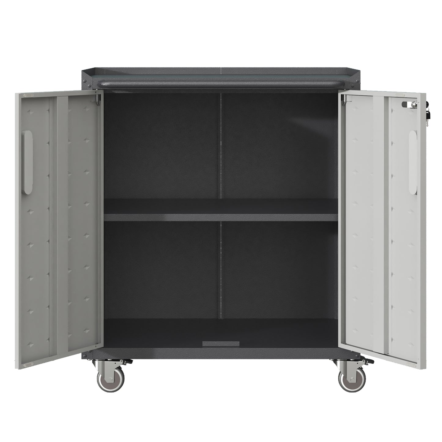 VIYET 31"H Heavy-Duty Mobile Steel Cabinet,Lockable (2 Keys)+Adjustable Shelf,360° Silent Casters, DIY Worktop, Garage/Home/Office/Kitchen