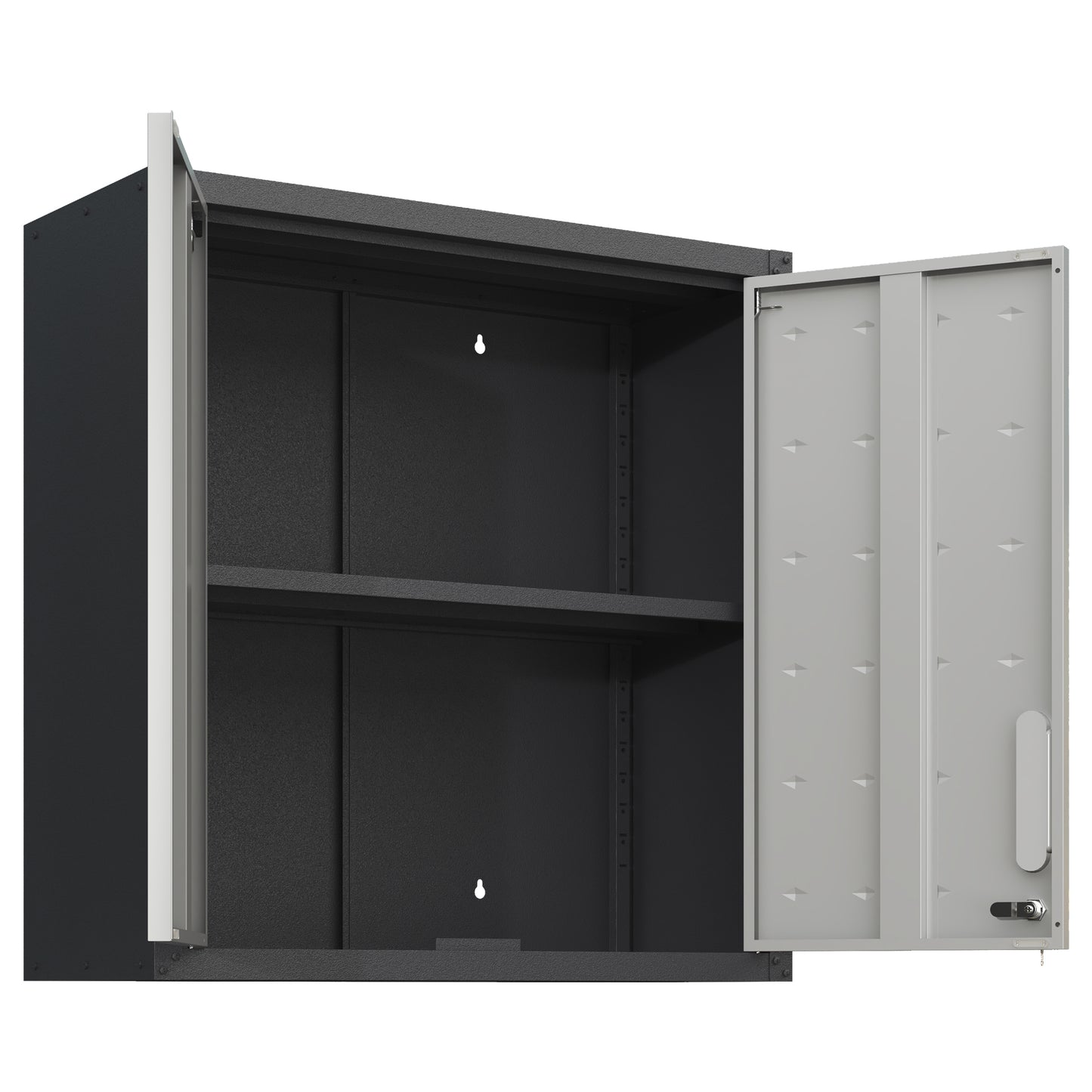 VIYET 30"H Wall-Mounted Metal Tool Storage Cabinet,2 Locking Doors,1 Adjustable Shelf&1 Open Drawer, for Garage/Office/Warehouse, Assembly Required