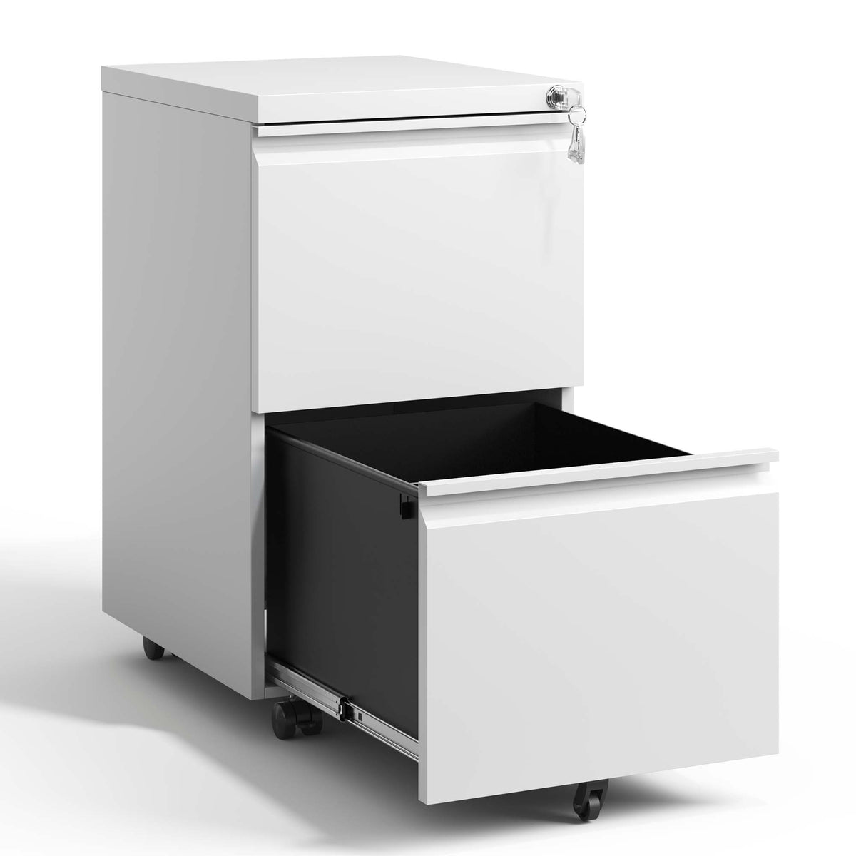 VIYET 2 Drawer Mobile File Cabinet, Rolling Filing Cabinet with Lock, 5 Casters, Fully Assembled, Fits Legal, Letter & A4 Files