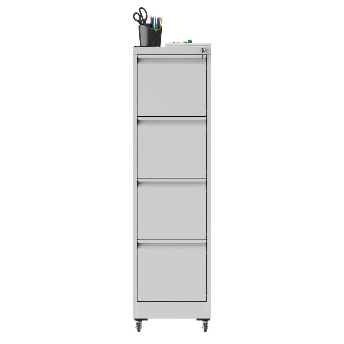 VIYET 4 Drawer Vertical File Cabinet, Metal Locking Filing Cabinet with Wheels, Legal & Letter File Storage, Anti-Tip Office Cabinet