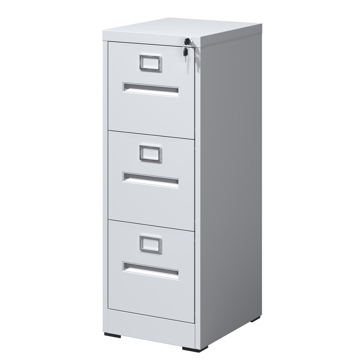 VIYET 40"H 3-Drawer White Narrow Metal Vertical File Cabinet with Lock, Steel Filing Cabinet for Home Office, Fits A4/Legal/Letter (Assembly Required)