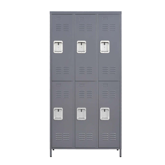 VIYET 72"H 6-Door Metal Locker Cabinet, Gray Steel Storage w/ Independent Locks (for Employee/Gym/Office/School)