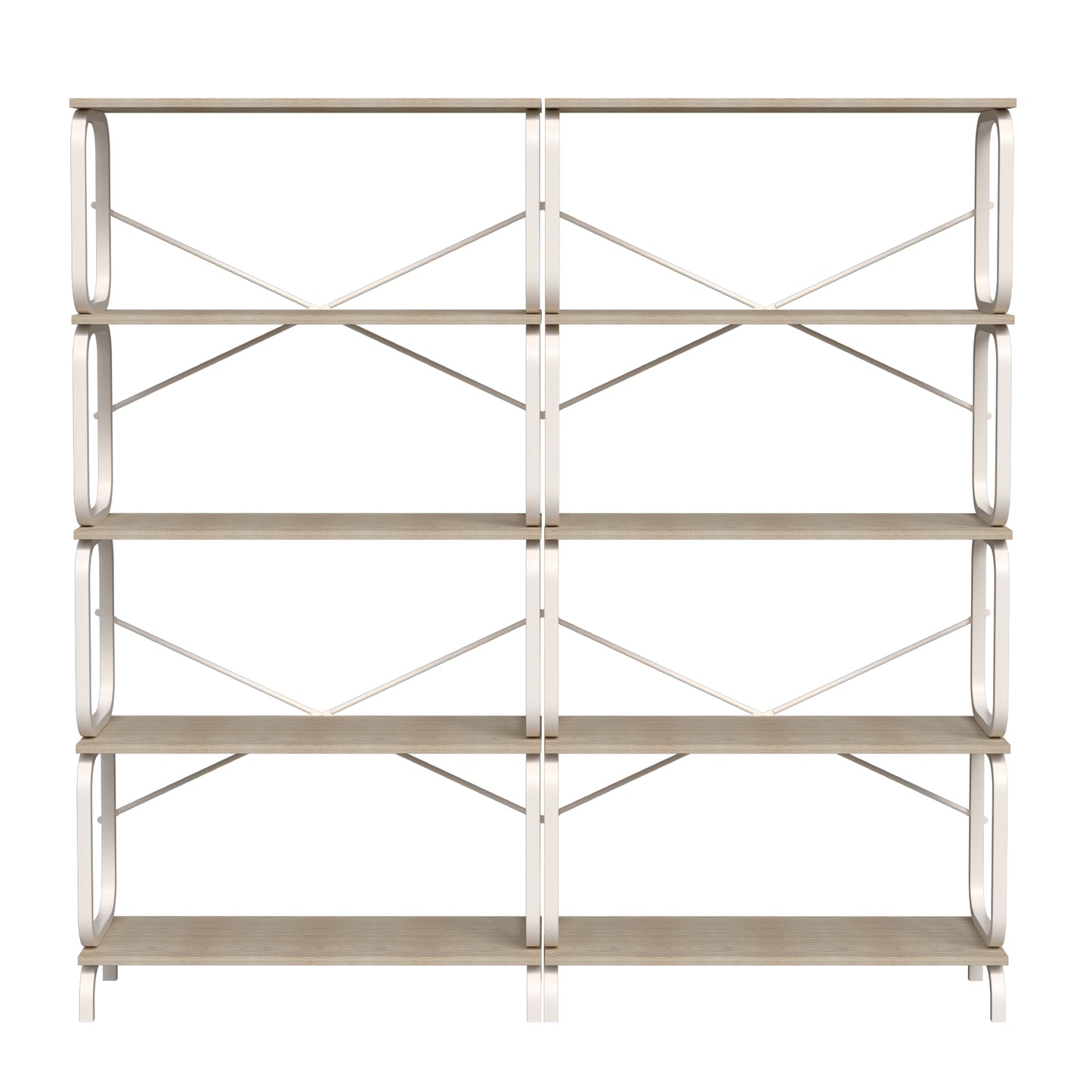 VIYET63" 5-Tier Industrial shelf, White MDF+Iron Frame Open Bookcase (Anti-Tipping Home Office/Living Room Organizer)