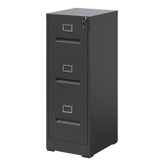 VIYET 40"H 3-Drawer Narrow Metal Vertical File Cabinet with Lock, Fits A4/Letter/Legal, Home Office Filing Steel Cabinet