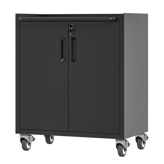 VIYET 31"H Heavy-Duty Mobile Steel Cabinet,Lockable (2 Keys)+Adjustable Shelf,360° Silent Casters, DIY Worktop, Garage/Home/Office/Kitchen