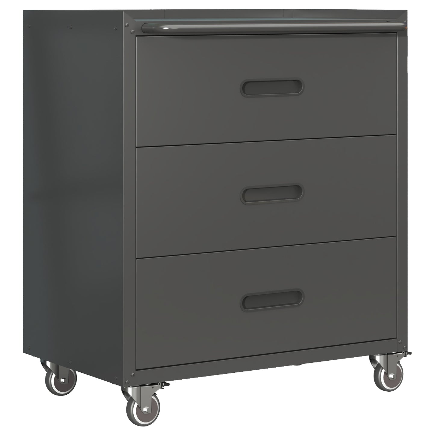 VIYET 35"H 3-Drawer Heavy-Duty Steel Storage Cabinet with Lockable Wheels, 200LBS Capacity for Garage/Office/Home Organizer (Black)
