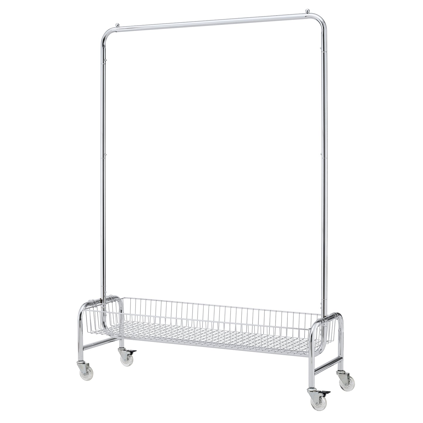 VIYET 67" 800LBS Garment Rack with Storage Basket, Heavy-Duty Iron Rolling Clothes Rack (2 PCS/Carton, Collapsible Portable Hanger)