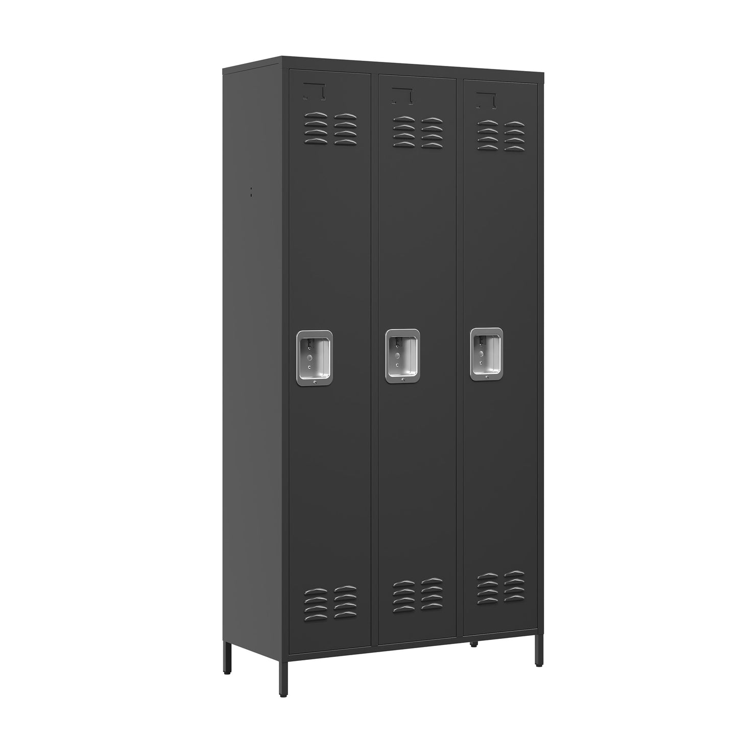 VIYET 72" 3 Door Metal Locker Storage Cabinet with Locks, Freestanding Employee Locker for Office, School, Gym, Garage & Home, Black