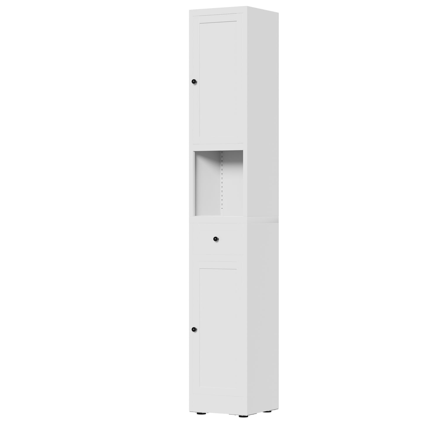 VIYET 71" Tall Bathroom Storage Cabinet, Narrow Metal Linen Cabinet with 2 Doors, Adjustable Shelves, Freestanding Storage Organizer