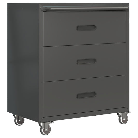 VIYET 35" Rolling Metal Storage Cabinet with 3 Drawers, Lockable Wheels & Handle, Heavy Duty Steel Garage Tool Organizer