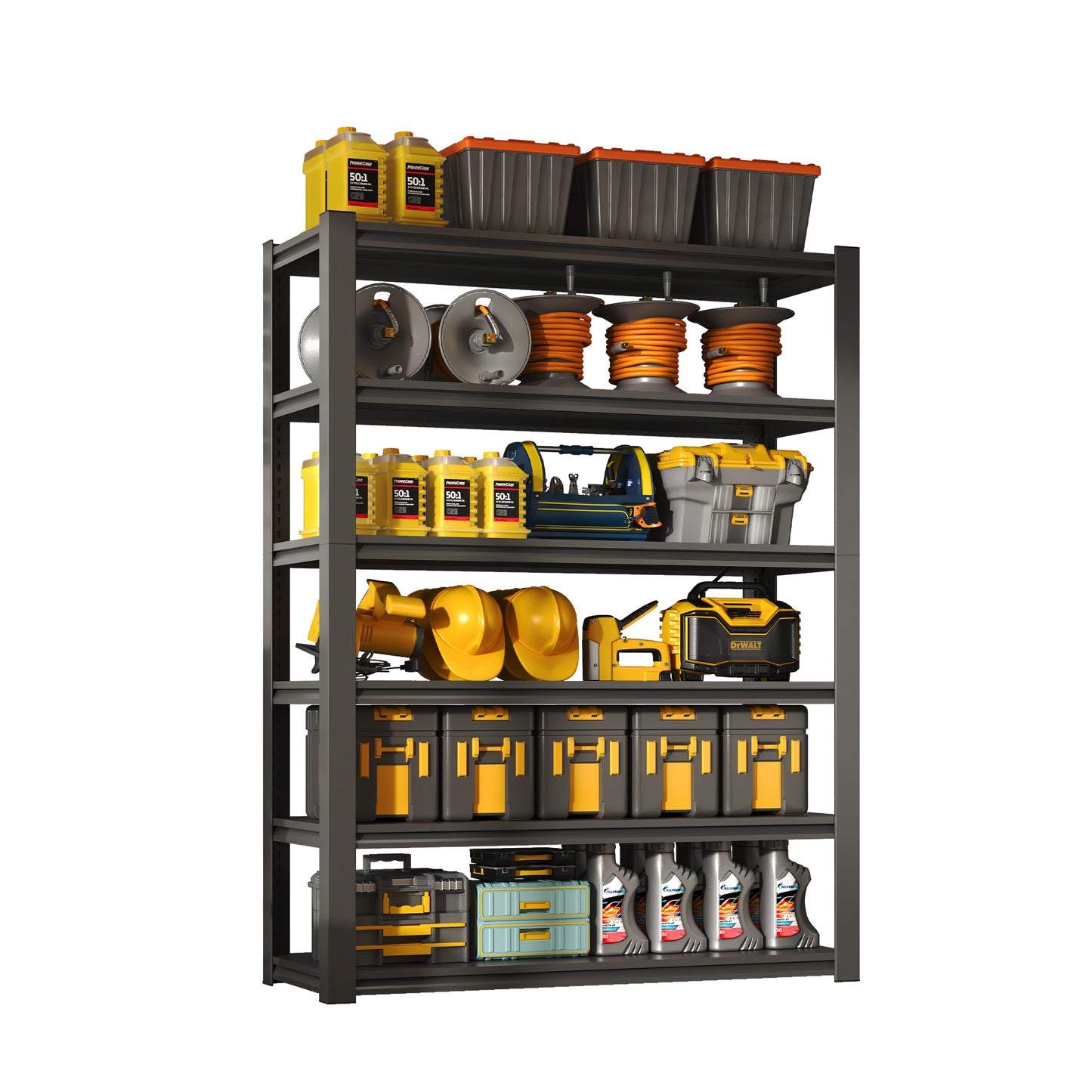 VIYET 82"H 6-Tier Heavy-Duty Metal Storage Shelves - 2400LBS Total (400LBS/Shelf), 48"W×18"D Adjustable, for Garage/Kitchen/Gym/Warehouse (Black+Gray)
