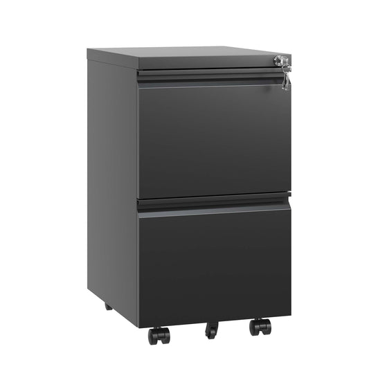 VIYET 2-Drawer Mobile Metal File Cabinet with Lock, Rolling Office Storage for Letter, Legal & A4 Hanging Files, Fully Assembled Except Wheels