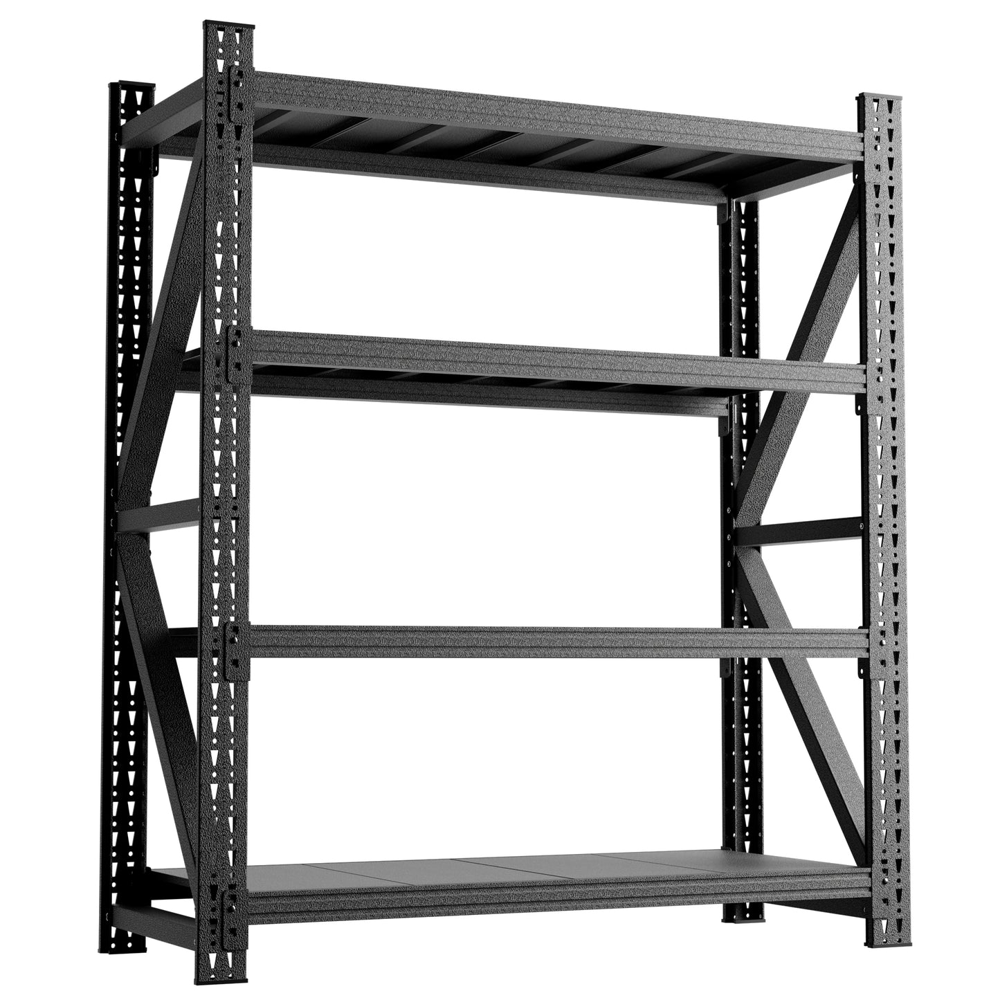 VIYET 69"H 4-Tier Heavy Duty Metal Garage Storage Shelves, 4000 LBS Adjustable Industrial Steel Shelving Unit, Open Rack for Warehouse Basement Workshop, Black
