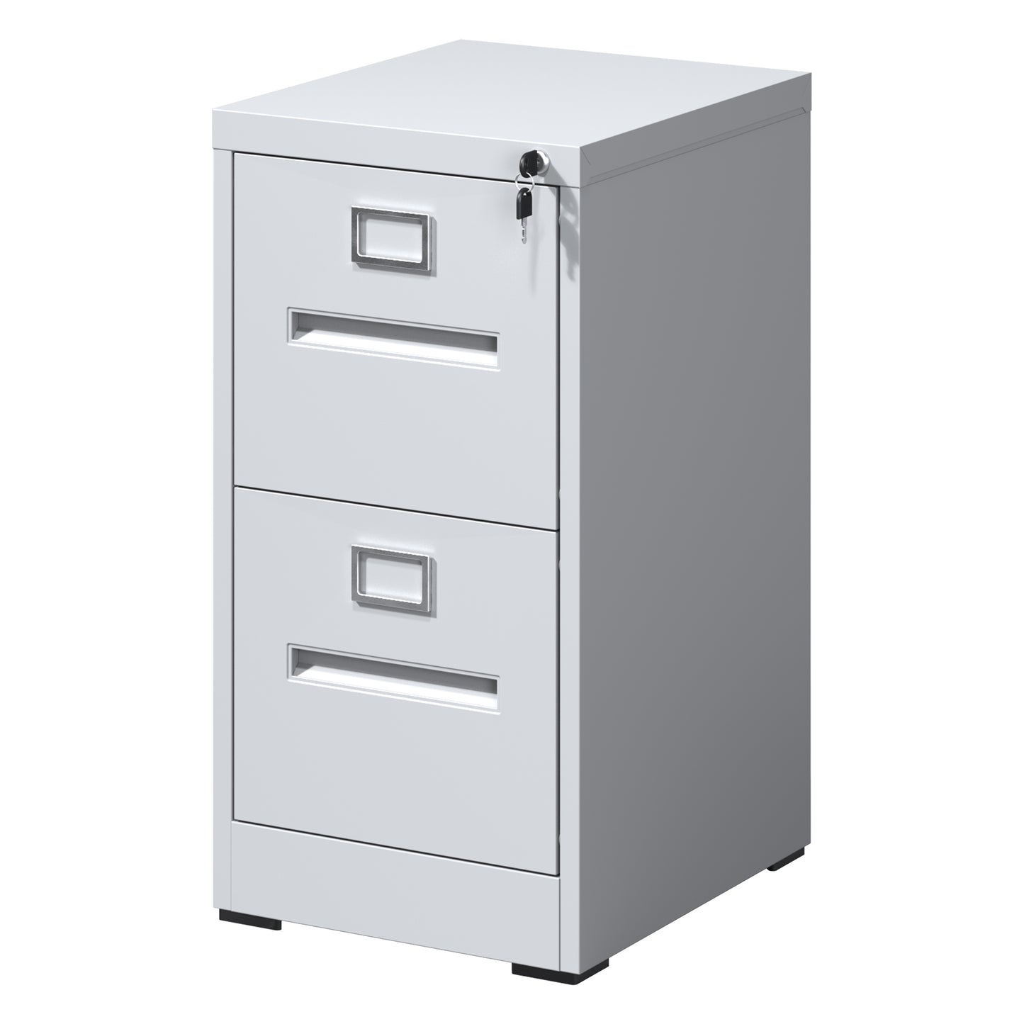 VIYET 28"H 2-Drawer White Narrow Metal Vertical File Cabinet with Lock, Steel Filing Cabinet for Home Office(Assembly Required)