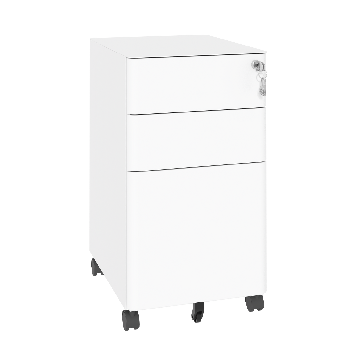 VIYET 3 Drawer Mobile File Cabinet with Lock, Steel Under Desk Rolling Filing Cabinet, Anti-Tip Design for Home Office