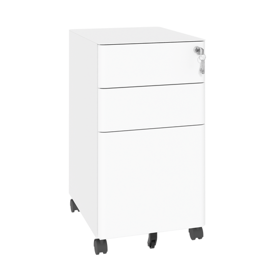 VIYET 3 Drawer Mobile File Cabinet with Lock, Steel Under Desk Rolling Filing Cabinet, Anti-Tip Design for Home Office