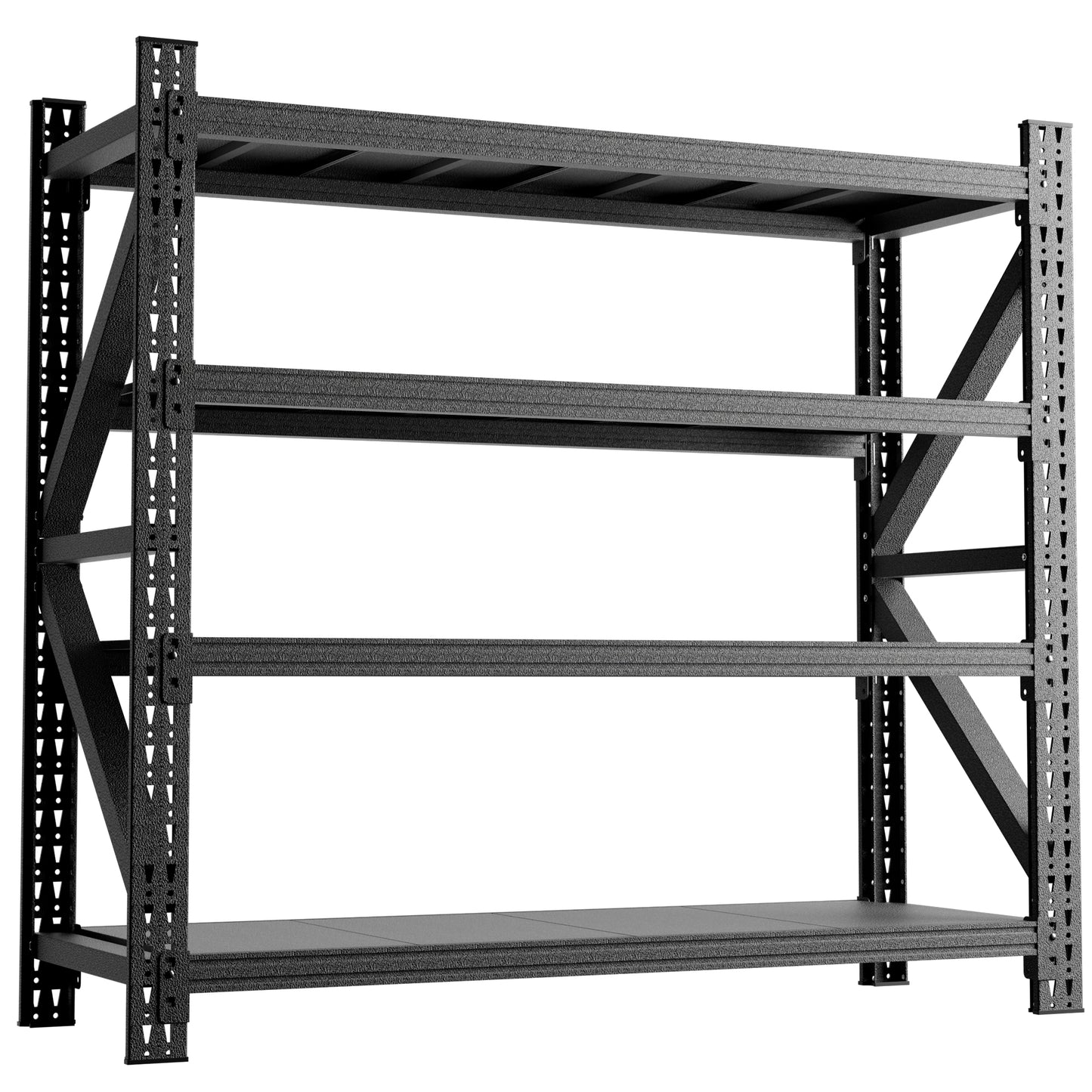 VIYET 4-Shelf Heavy Duty Metal Garage Shelving, 5000 LBS Capacity Adjustable Industrial Storage Unit, 63"H×67"W×23.7", Open Rack for Warehouse Gym, Black