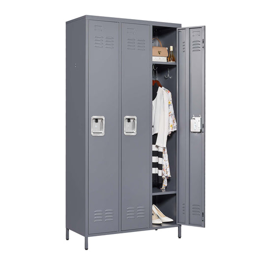 VIYET 72" Metal Storage Locker, 3 Door Lockable Employee Locker Cabinet, Freestanding Steel Locker for Office, School, Gym & Garage