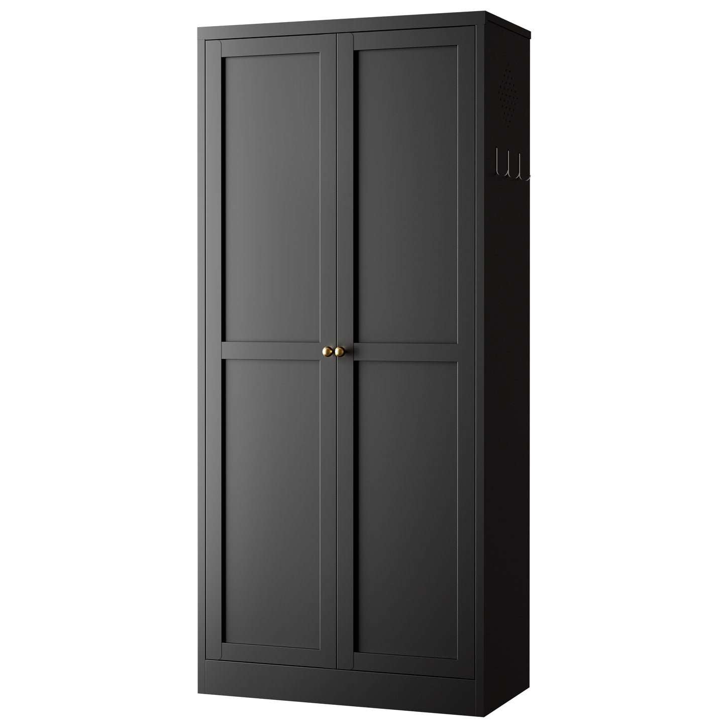 VIYET 61" Black Metal Kitchen Pantry Cabinet, 4 Adjustable Shelves 110lb Capacity, Heavy Duty Freestanding Organizer