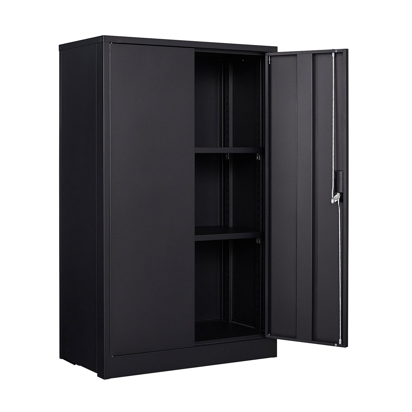VIYET 41.97"H Metal Folding Storage Cabinet, Filing Cabinet w/ Locking Doors & Adjustable Shelf, Black