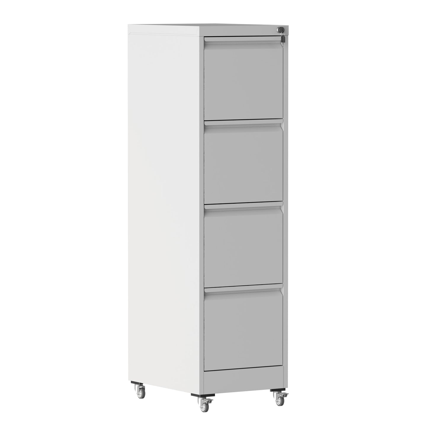VIYET 4-Drawer Rolling Metal File Cabinet with Lock, Vertical Filing Cabinet on Wheels, Fits Letter & Legal Files, White