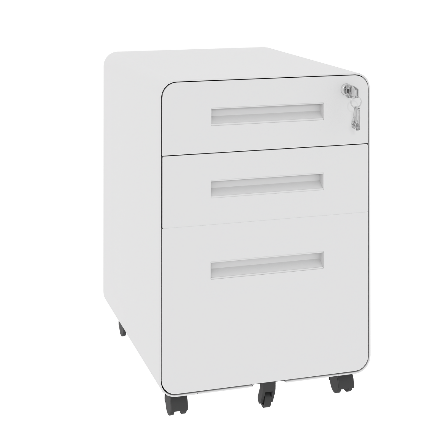 VIYET 3 Drawer Mobile File Cabinet with Lock, Fully Assembled Steel Filing Cabinet on Wheels, Holds A4 & Letter Files, 110 lb Capacity per Drawer