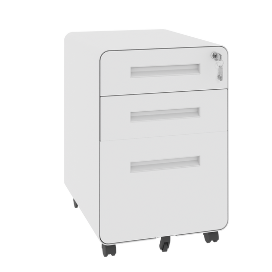 VIYET 3 Drawer Mobile File Cabinet with Lock, Fully Assembled Steel Filing Cabinet on Wheels, Holds A4 & Letter Files, 110 lb Capacity per Drawer