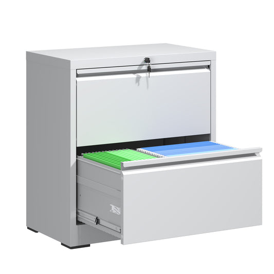 VIYET White 2 Drawer Lateral File Cabinet with Lock, Steel Filing Cabinet for Home Office, Fits Letter, Legal & A4 Files