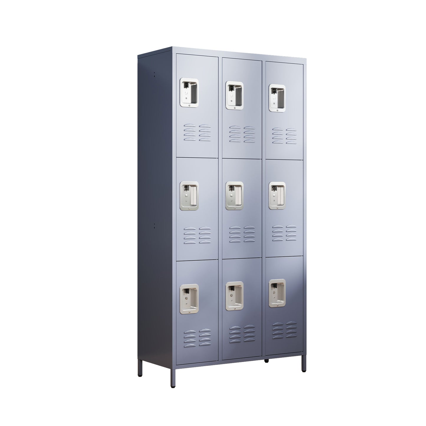 VIYET 72" Metal Storage Locker, 9 Door Lockable Employee Locker Cabinet, Freestanding Steel Locker for School, Office, Gym & Garage, Gray