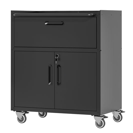 VIYET Metal Garage Storage Cabinet with Wheels, Lockable Utility Cabinet with Drawer & Adjustable Shelf, Heavy Duty Rolling Tool Organizer