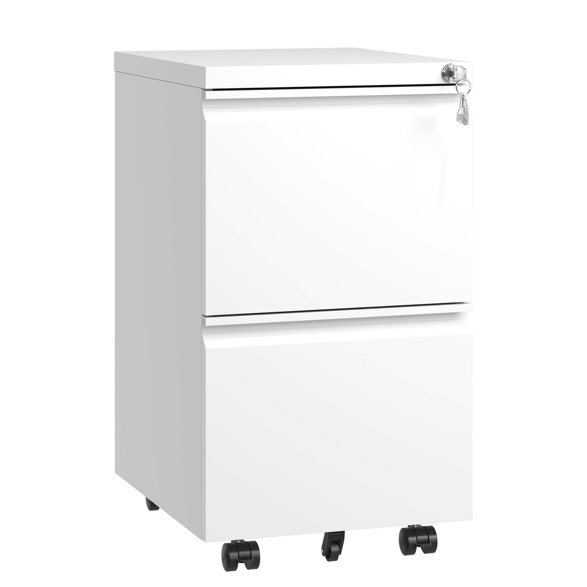 VIYET 2 Drawer Mobile File Cabinet, Rolling Filing Cabinet with Lock, 5 Casters, Fully Assembled, Fits Legal, Letter & A4 Files